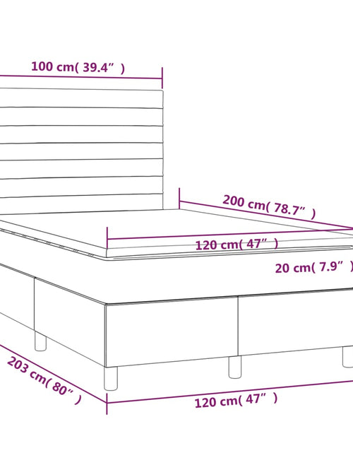 Загрузите изображение в средство просмотра галереи, Pat box spring cu saltea, gri închis, 120x200 cm, catifea - Lando
