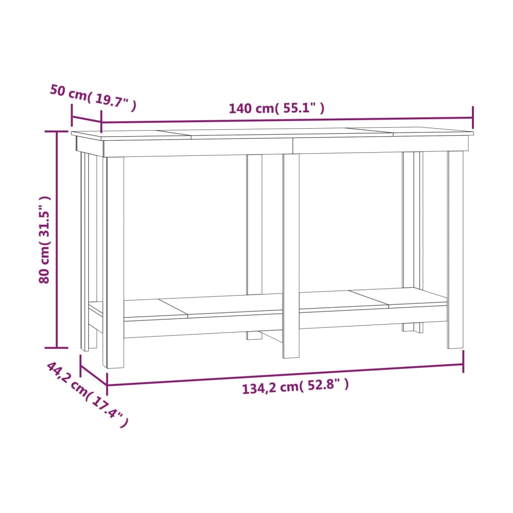 Banc de lucru, gri, 140x50x80 cm, lemn masiv pin - Lando