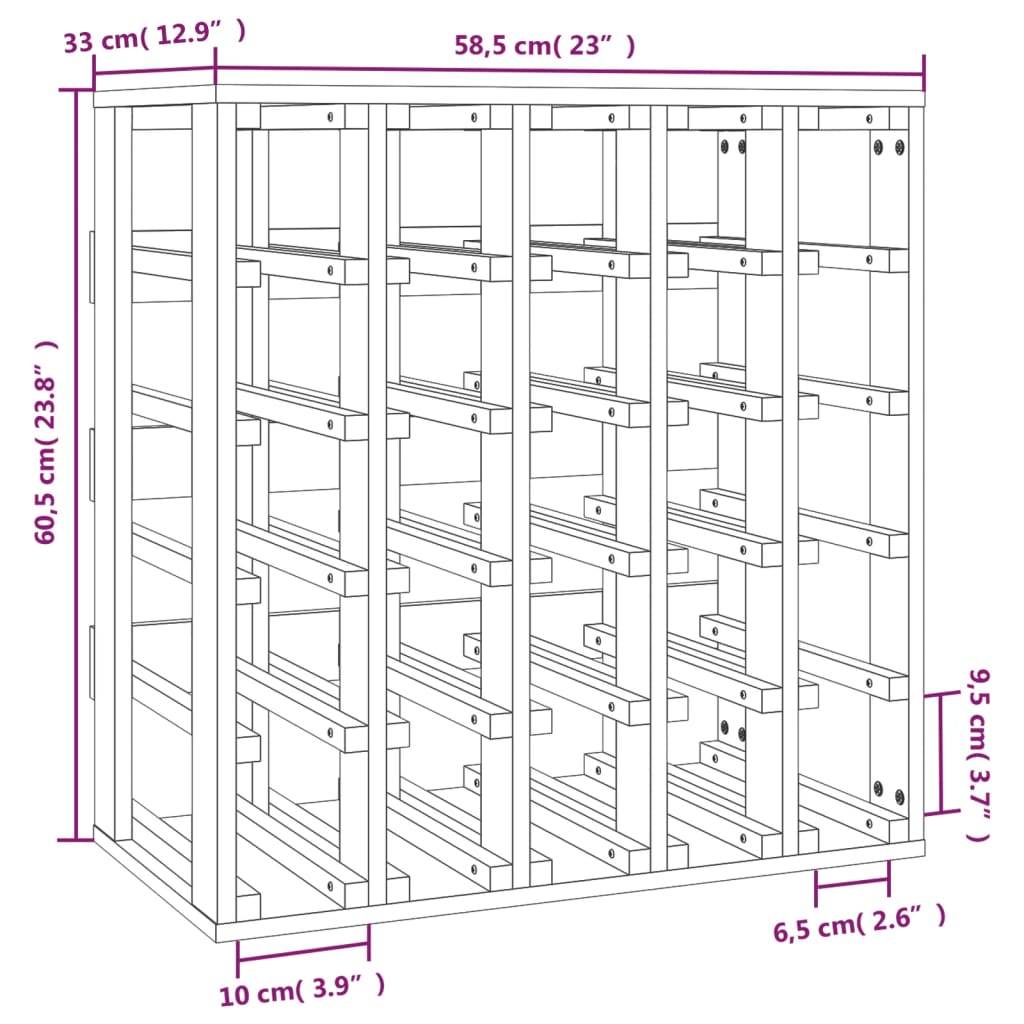 Suport de vinuri, 58,5x33x60,5 cm, lemn masiv de pin - Lando