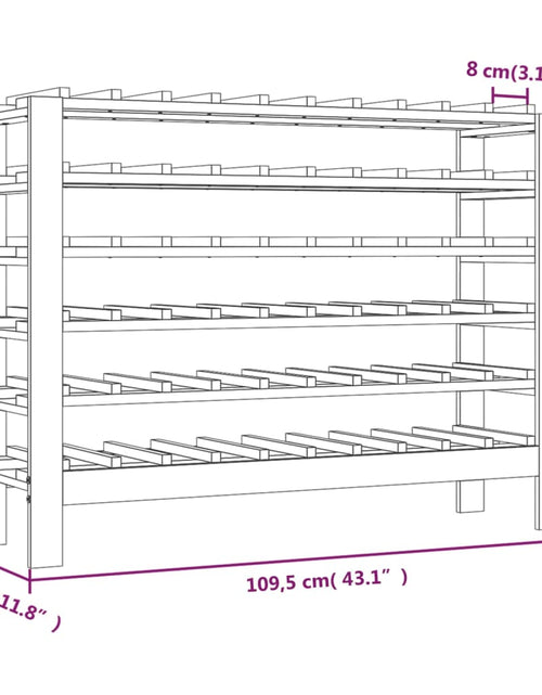 Încărcați imaginea în vizualizatorul Galerie, Suport de vinuri, 109,5x30x82 cm, lemn masiv de pin - Lando
