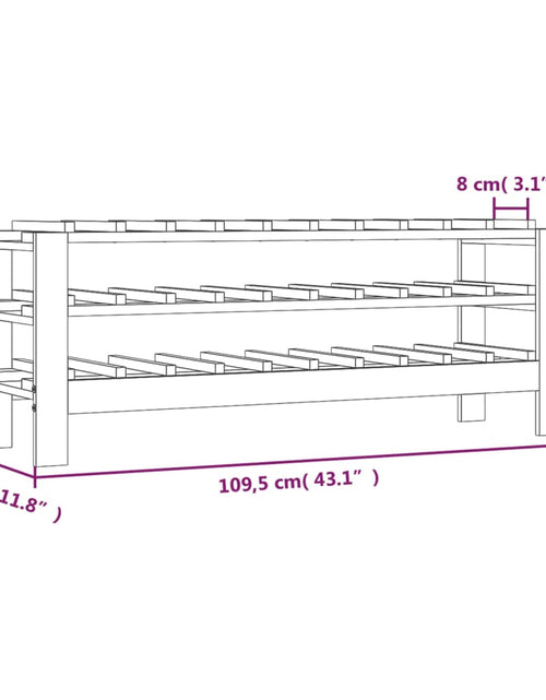 Încărcați imaginea în vizualizatorul Galerie, Suport de vinuri, 109,5x30x42 cm, lemn masiv de pin - Lando
