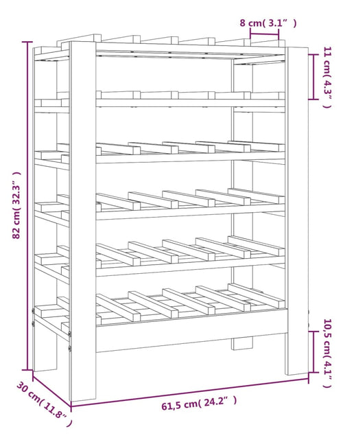 Încărcați imaginea în vizualizatorul Galerie, Suport de vinuri, 61,5x30x82 cm, lemn masiv de pin - Lando
