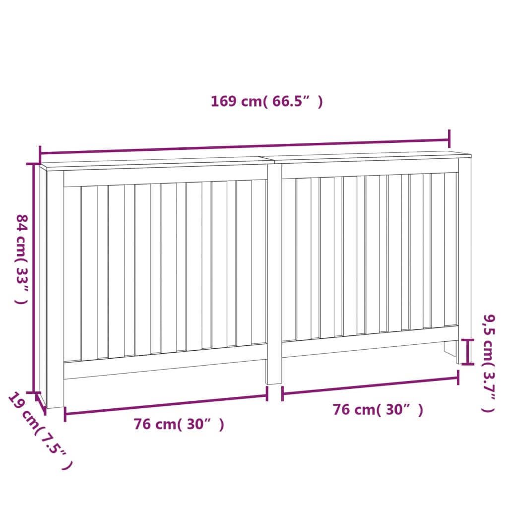 Mască pentru calorifer maro miere 169x19x84 cm lemn masiv pin Lando - Lando