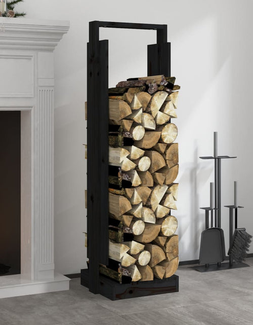 Încărcați imaginea în vizualizatorul Galerie, Suport pentru bușteni, negru, 33,5x30x110 cm, lemn masiv pin - Lando
