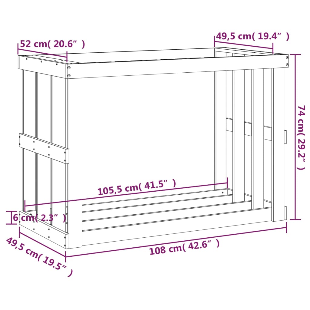 Suport bușteni exterior maro miere 108x52x74 cm lemn masiv pin Lando - Lando