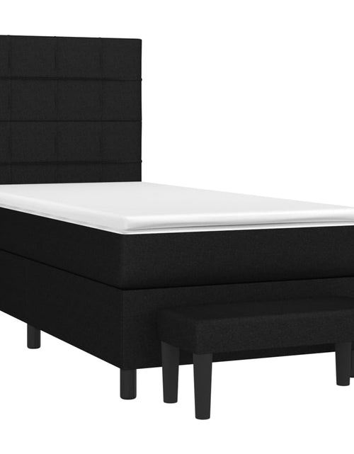 Загрузите изображение в средство просмотра галереи, Pat box spring cu saltea, negru, 90x190 cm, textil - Lando
