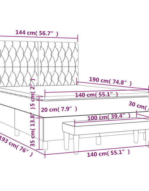 Încărcați imaginea în vizualizatorul Galerie, Pat box spring cu saltea, gri închis, 140x190 cm, textil - Lando
