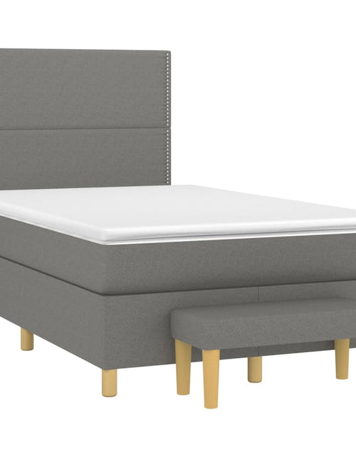 Загрузите изображение в средство просмотра галереи, Pat box spring cu saltea, gri închis, 120x200 cm, textil - Lando
