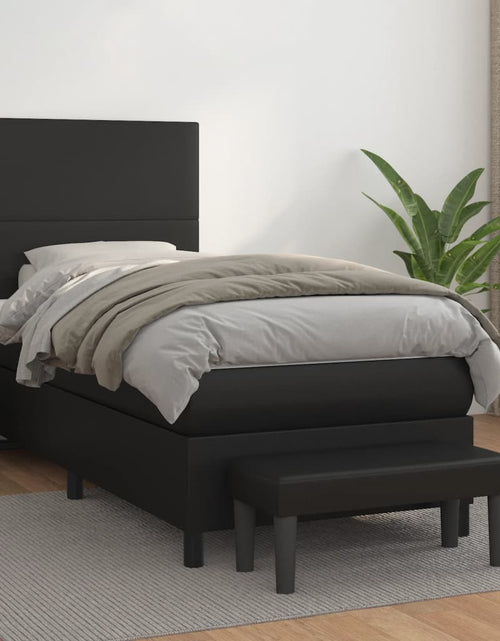 Încărcați imaginea în vizualizatorul Galerie, Pat box spring cu saltea, negru, 90x190 cm, piele ecologică - Lando
