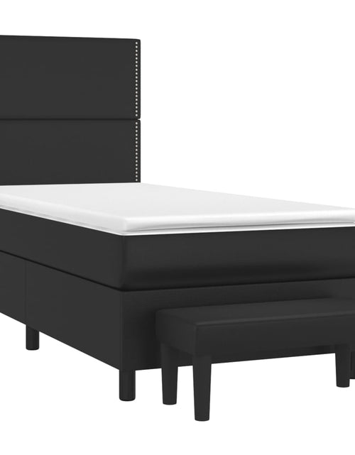 Încărcați imaginea în vizualizatorul Galerie, Pat box spring cu saltea, negru, 90x190 cm, piele ecologică - Lando
