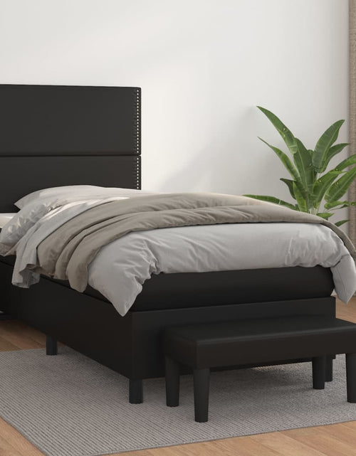 Încărcați imaginea în vizualizatorul Galerie, Pat box spring cu saltea, negru, 90x190 cm, piele ecologică - Lando
