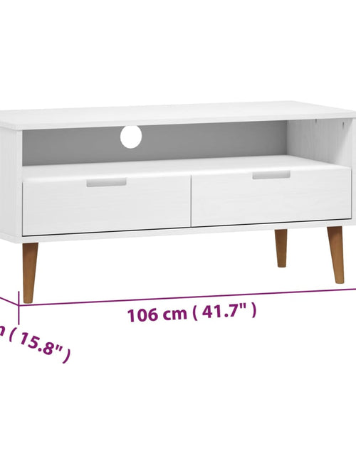 Загрузите изображение в средство просмотра галереи, Dulap TV „MOLDE” alb, 106x40x49 cm, din lemn masiv de pin Lando - Lando
