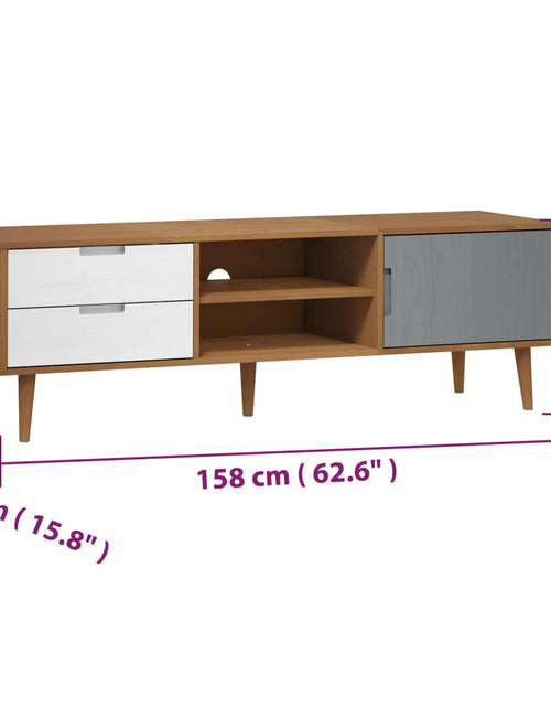 Încărcați imaginea în vizualizatorul Galerie, Dulap TV „MOLDE” maro, 158x40x49 cm, lemn masiv de pin Lando - Lando
