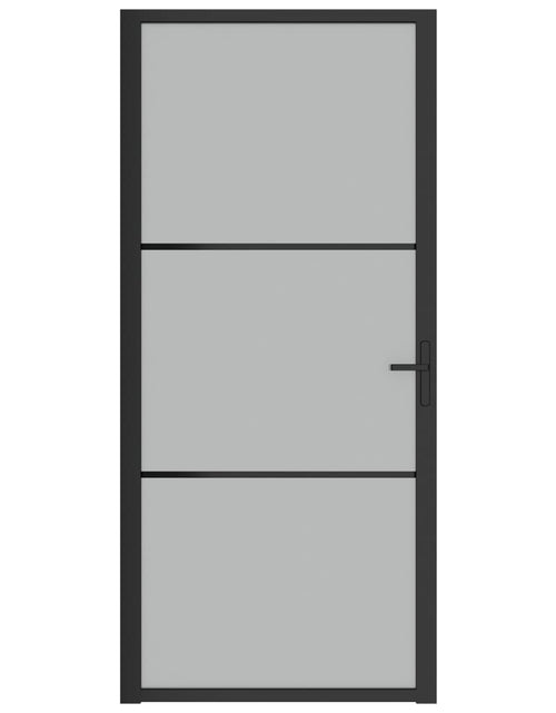 Încărcați imaginea în vizualizatorul Galerie, Ușă de interior, 93x201,5 cm, sticlă neagră mată și aluminiu - Lando
