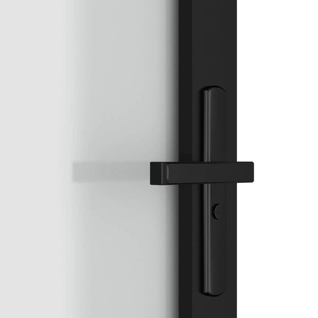 Ușă de interior, 76x201,5 cm, sticlă neagră mată și aluminiu - Lando