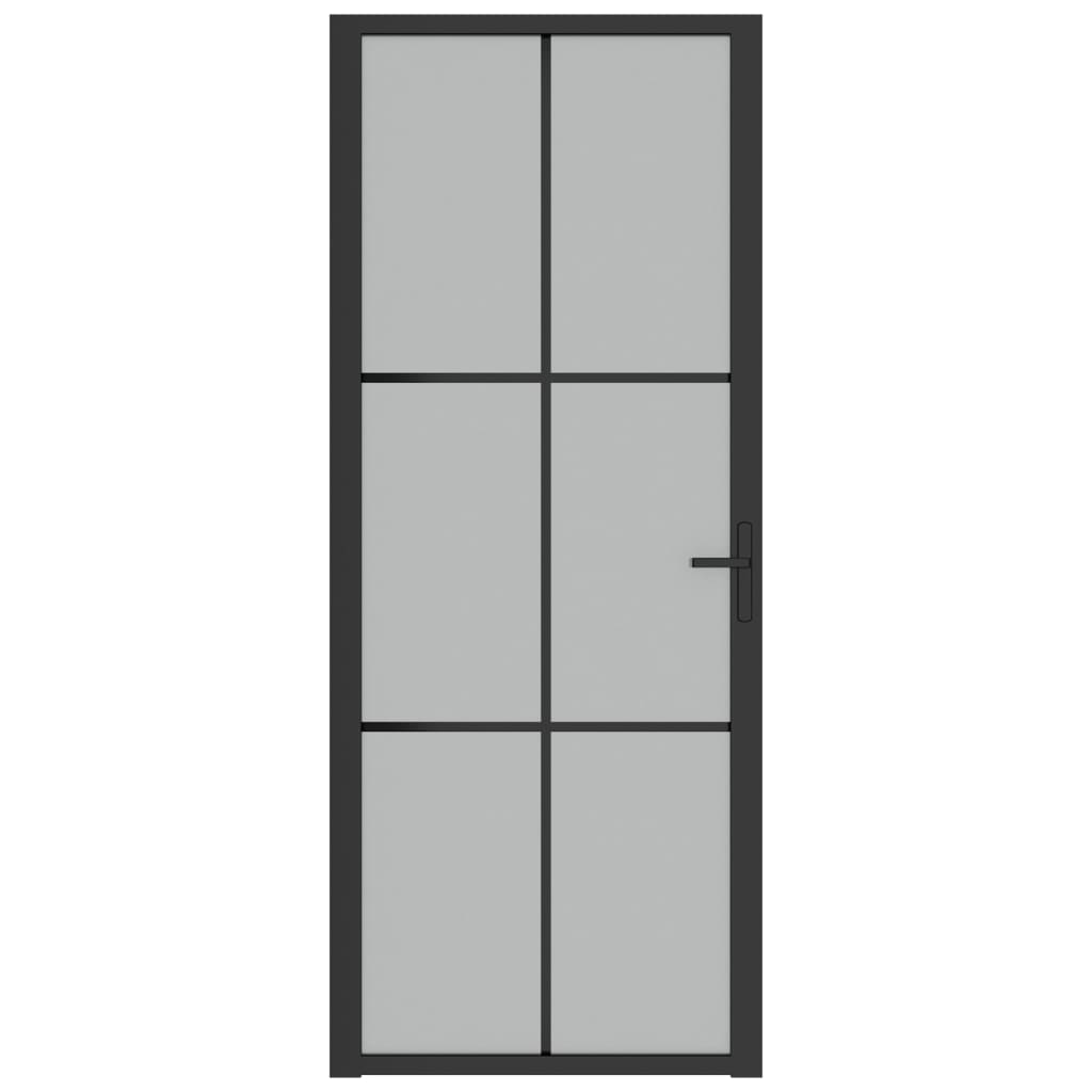 Ușă de interior, 83x201,5 cm, sticlă neagră mată și aluminiu Lando - Lando