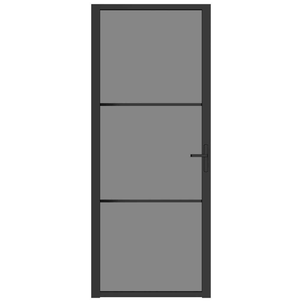 Ușă de interior, 83x201,5 cm, negru, sticlă ESG și aluminiu - Lando