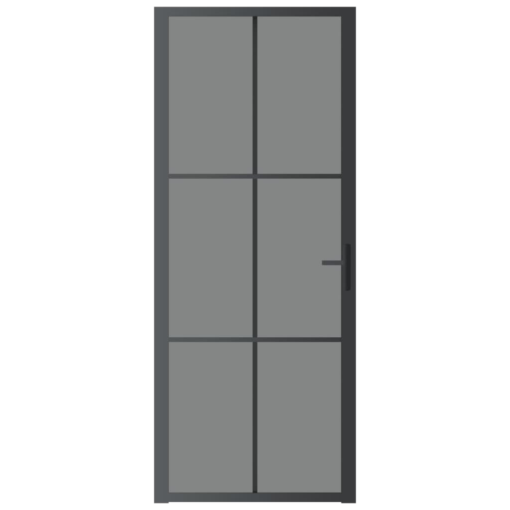 Ușă de interior, 83x201,5 cm, negru, sticlă ESG și aluminiu - Lando