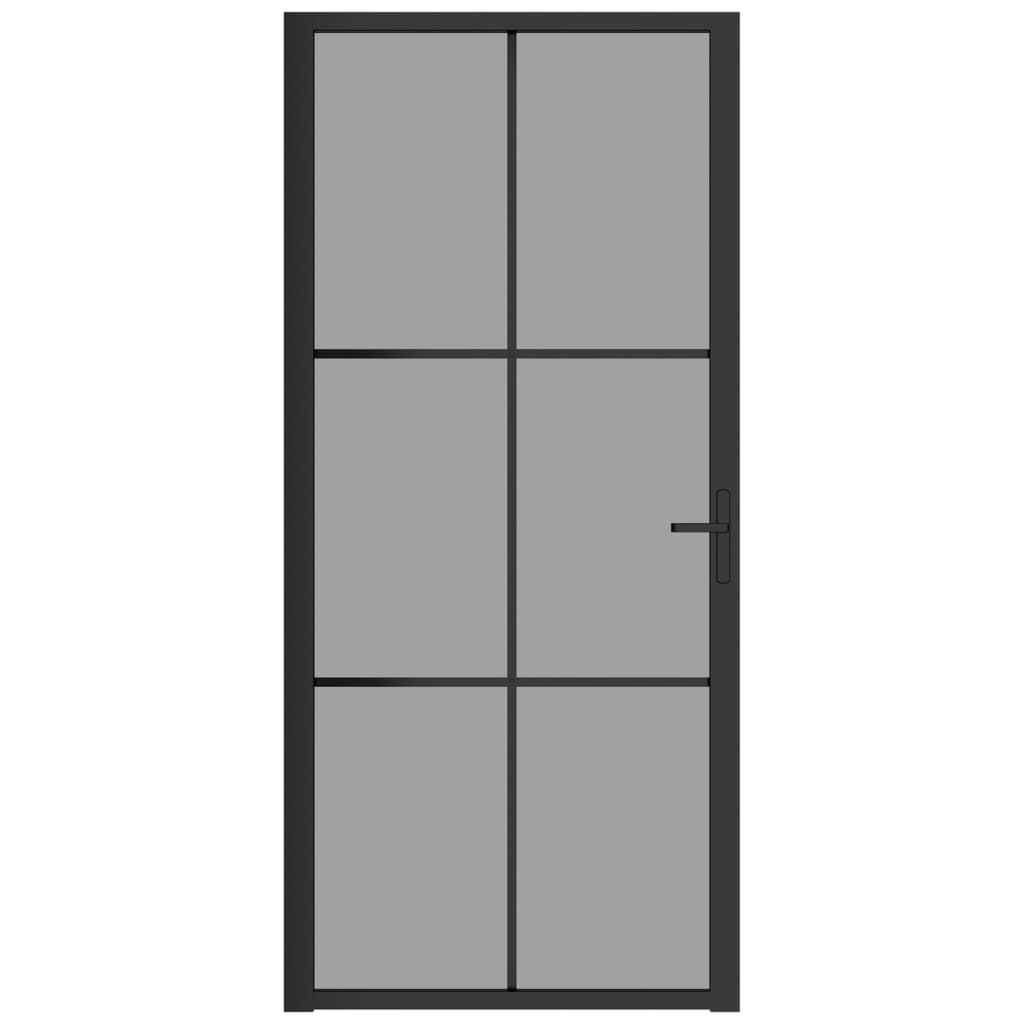 Ușă de interior, 93x201,5 cm, negru, sticlă ESG și aluminiu Lando - Lando