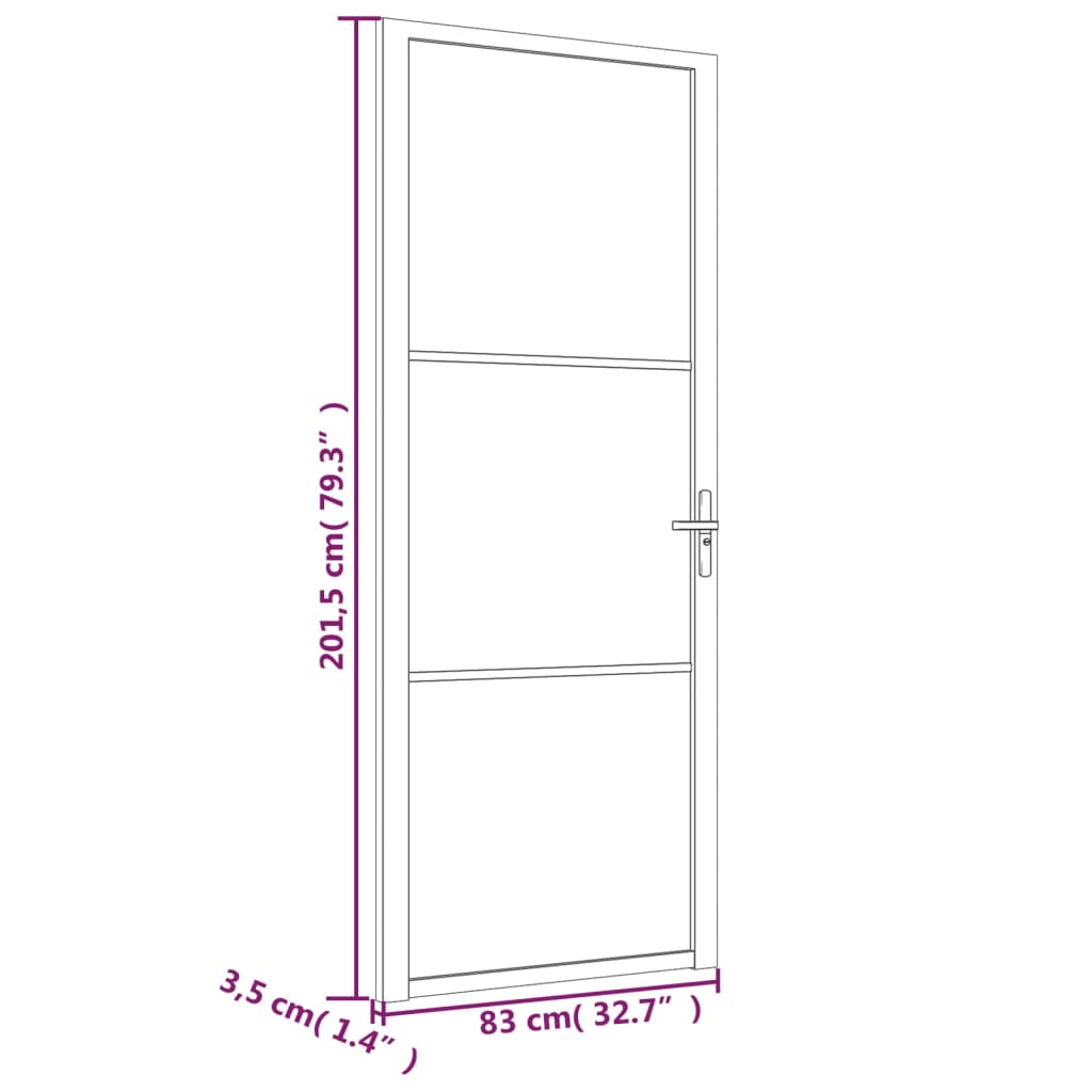 Ușă de interior, 83x201,5 cm, alb, sticlă ESG și aluminiu Lando - Lando