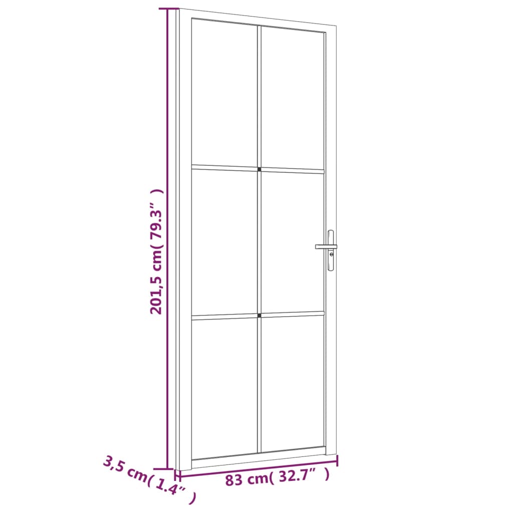 Ușă de interior, 83x201,5 cm, alb, sticlă mată și aluminiu Lando - Lando