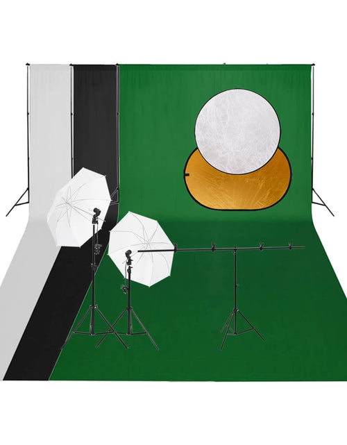 Încărcați imaginea în vizualizatorul Galerie, Kit studio foto cu set de lumini, fundal și reflector - Lando

