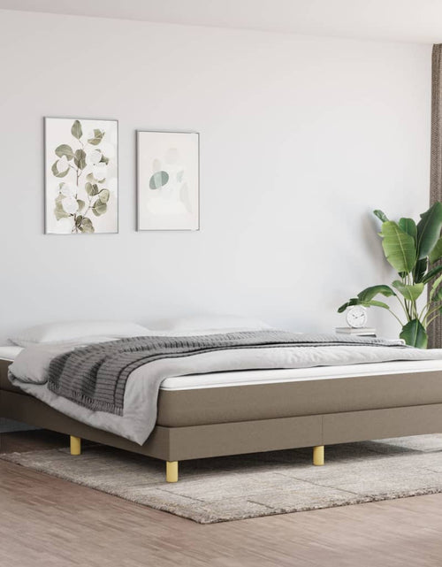 Încărcați imaginea în vizualizatorul Galerie, Pat box spring cu saltea, gri taupe, 160x200 cm material textil - Lando
