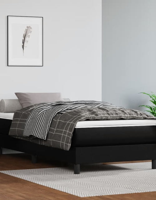 Загрузите изображение в средство просмотра галереи, Pat box spring cu saltea, negru, 80x200 cm, piele ecologică - Lando
