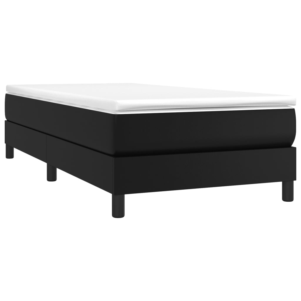 Pat box spring cu saltea, negru, 90x190 cm, piele ecologică - Lando