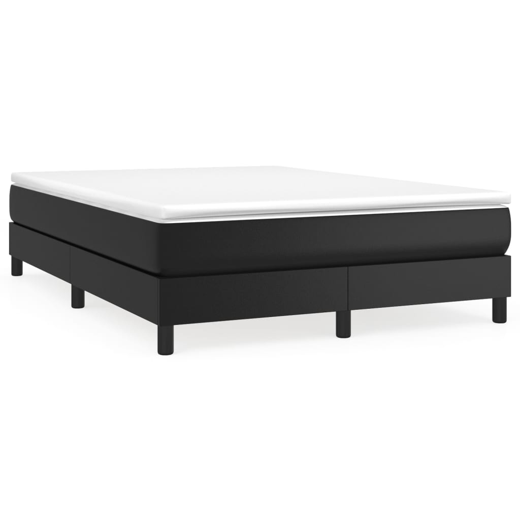 Pat box spring cu saltea, negru, 140x200 cm, piele ecologică - Lando