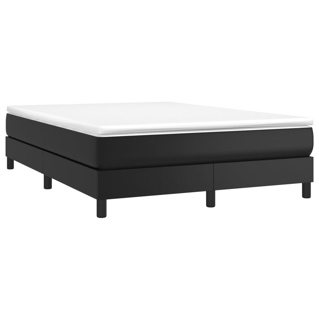 Pat box spring cu saltea, negru, 140x200 cm, piele ecologică - Lando