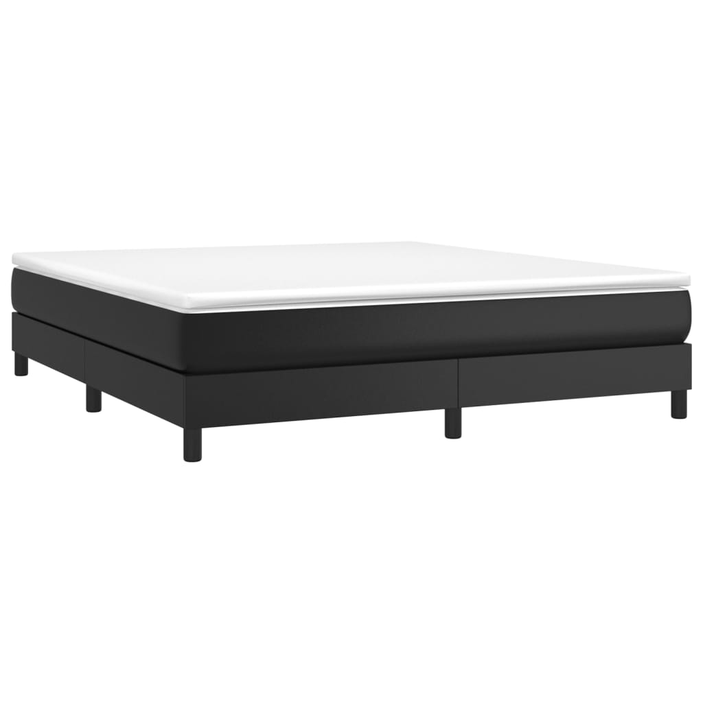 Pat box spring cu saltea, negru, 180x200 cm, piele ecologică - Lando