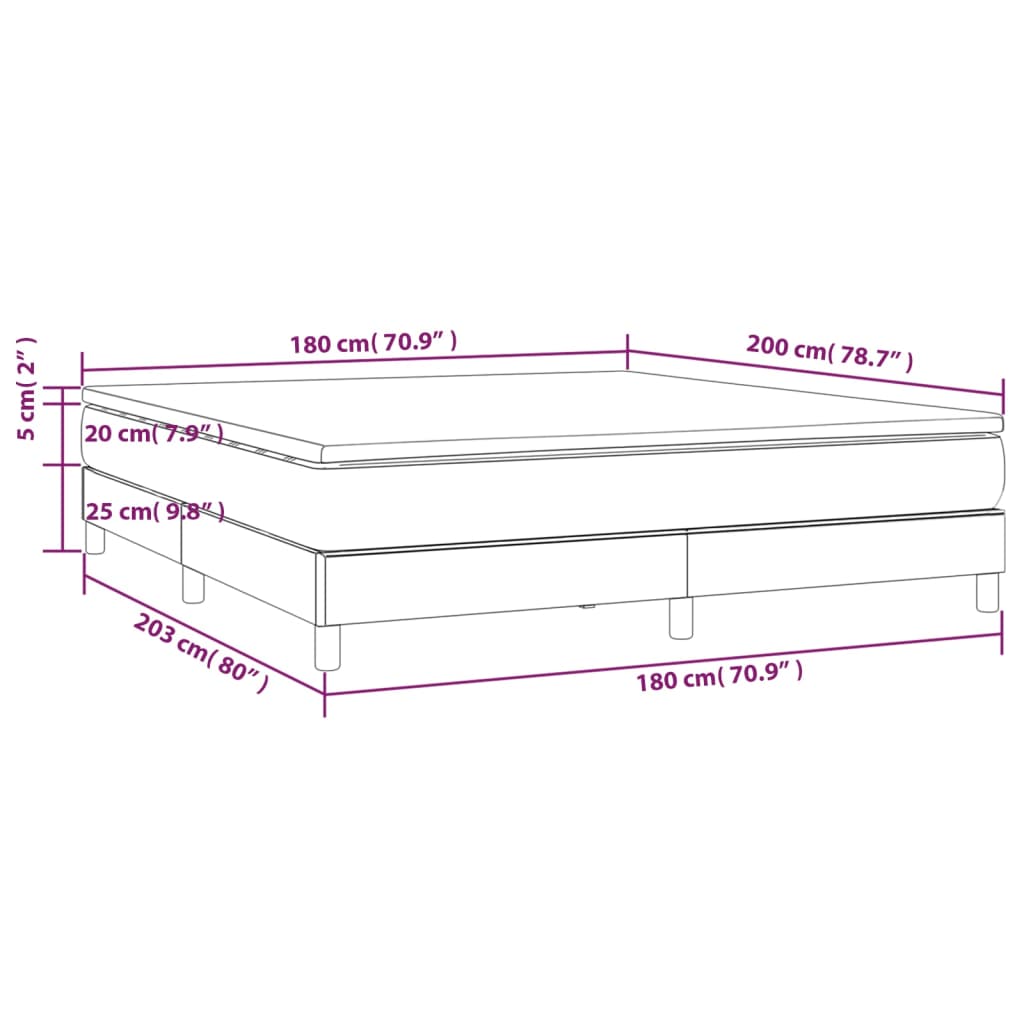 Pat box spring cu saltea, alb, 180x200 cm, piele ecologică - Lando