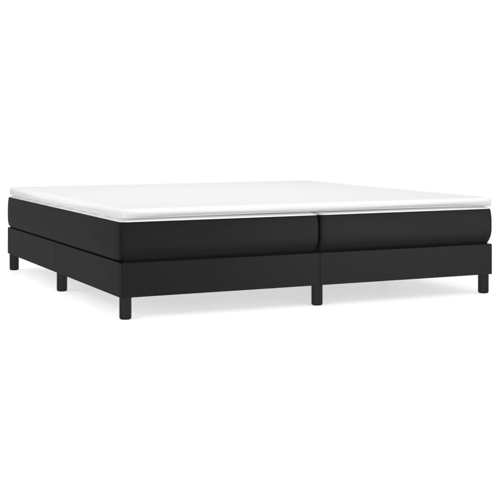 Pat box spring cu saltea, negru, 200x200 cm, piele ecologică - Lando