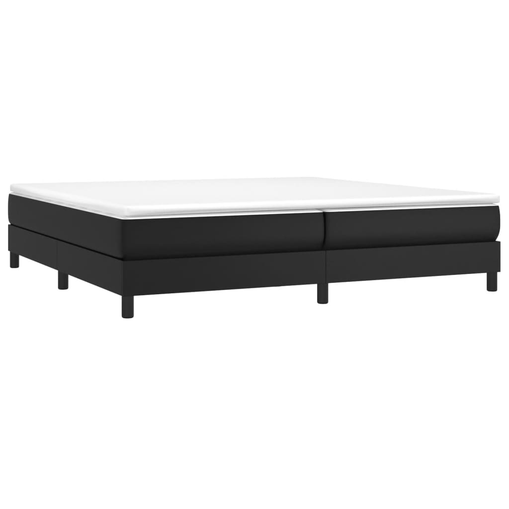 Pat box spring cu saltea, negru, 200x200 cm, piele ecologică - Lando