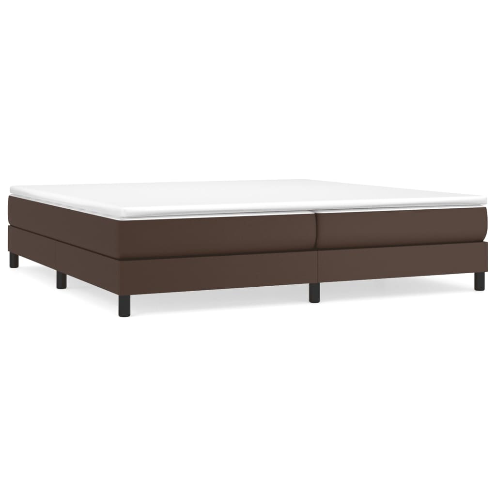 Pat box spring cu saltea, maro, 200x200 cm, piele ecologică - Lando