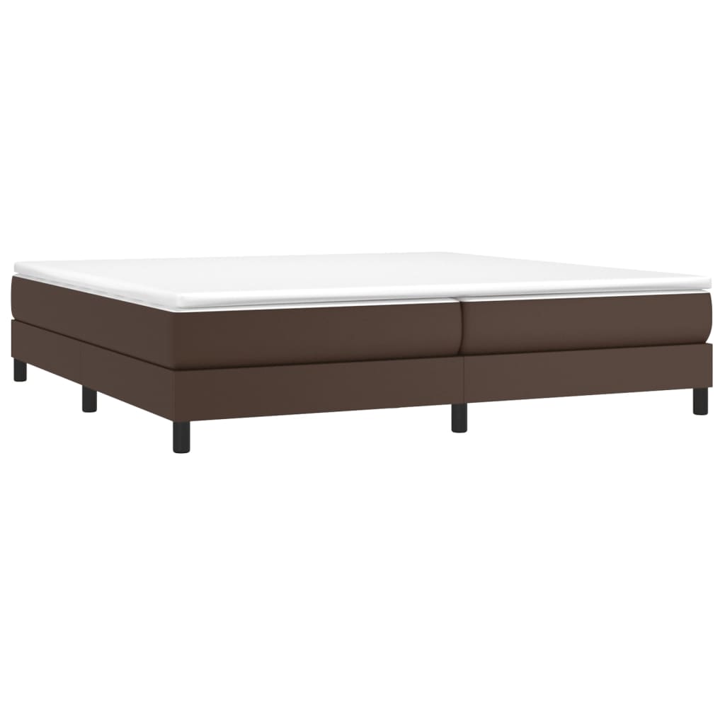 Pat box spring cu saltea, maro, 200x200 cm, piele ecologică - Lando