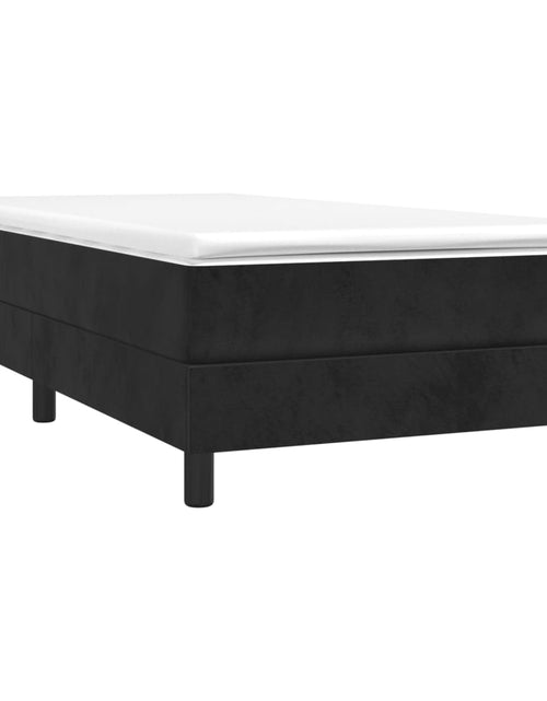 Загрузите изображение в средство просмотра галереи, Pat box spring cu saltea, negru, 80x200 cm, catifea - Lando
