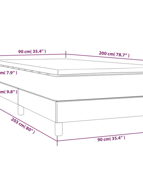 Загрузите изображение в средство просмотра галереи, Pat box spring cu saltea, gri deschis, 90x200 cm, catifea - Lando
