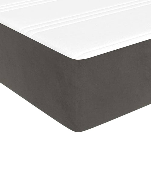 Загрузите изображение в средство просмотра галереи, Pat box spring cu saltea, gri închis, 90x200 cm, catifea - Lando
