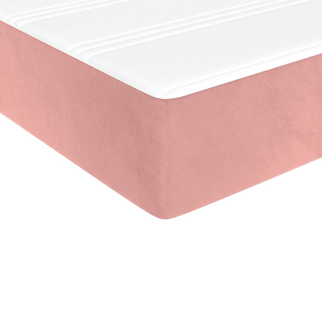 Pat box spring cu saltea, roz, 90x200 cm, catifea - Lando
