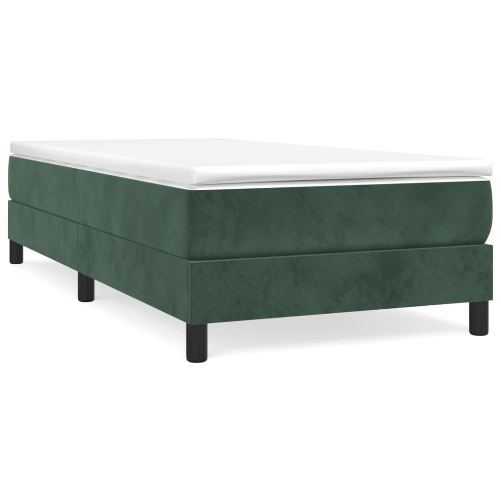 Pat box spring cu saltea, verde închis, 100x200 cm, catifea - Lando