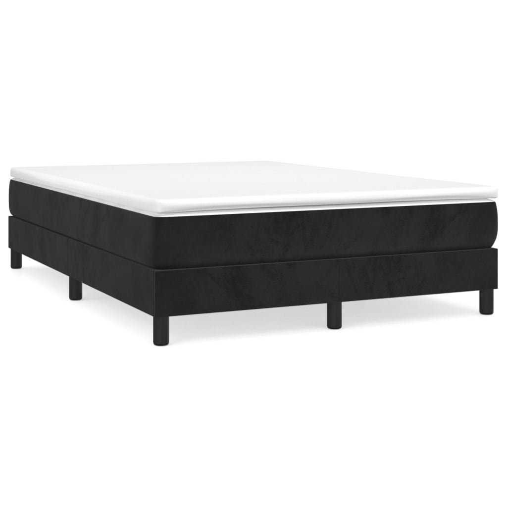 Pat box spring cu saltea, negru, 140x200 cm, catifea