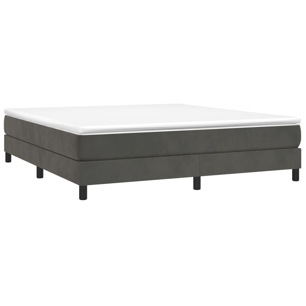 Pat box spring cu saltea, gri închis, 160x200 cm, catifea - Lando