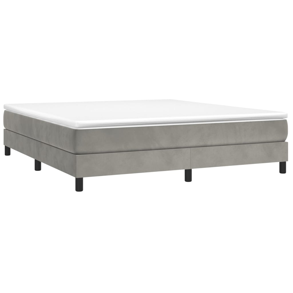 Pat box spring cu saltea, gri deschis, 180x200 cm, catifea - Lando