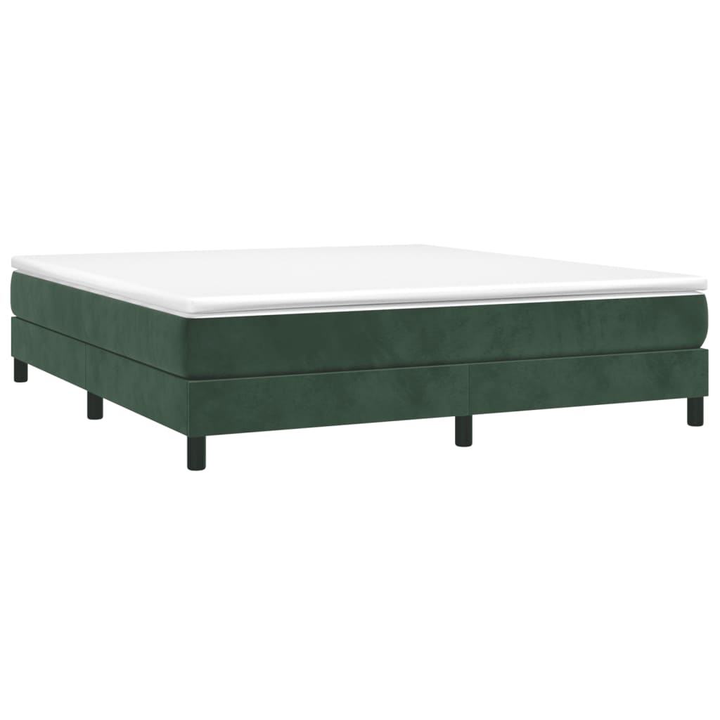 Pat box spring cu saltea, verde închis, 180x200 cm, catifea - Lando