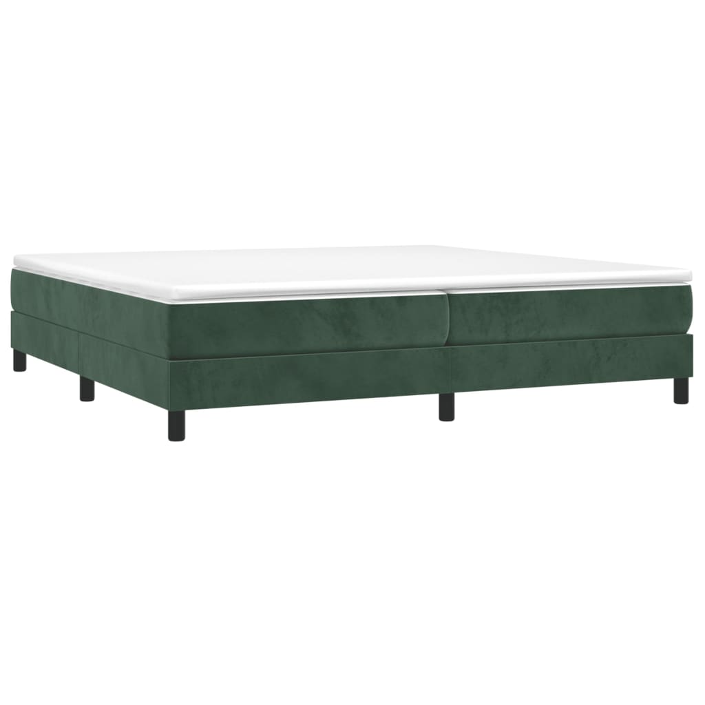 Pat box spring cu saltea, verde închis, 200x200 cm, catifea - Lando