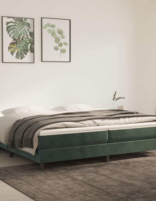 Загрузите изображение в средство просмотра галереи, Pat box spring cu saltea, verde închis, 200x200 cm, catifea - Lando
