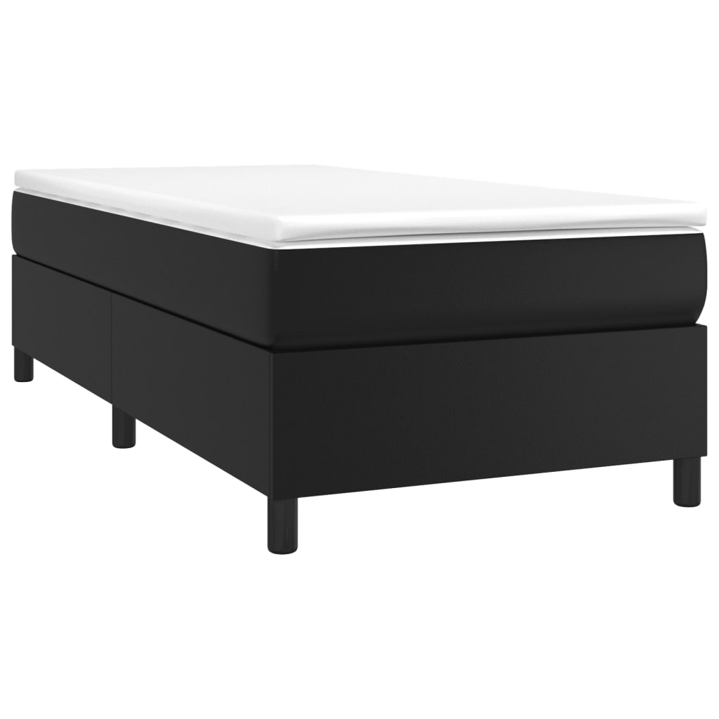 Pat box spring cu saltea, negru, 80x200 cm, piele ecologică - Lando