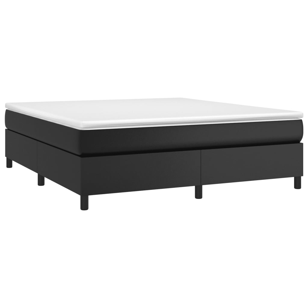 Pat box spring cu saltea, negru, 160x200 cm, piele ecologică - Lando